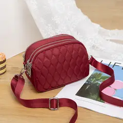 DANWEILE - Bolso bandolera cuadrado multifuncional rombos de mujer - Rojo