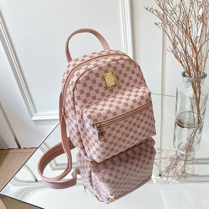DANWEILE - Mini Mochila Estampada Con Cremallera Mochila De Moda - rosa