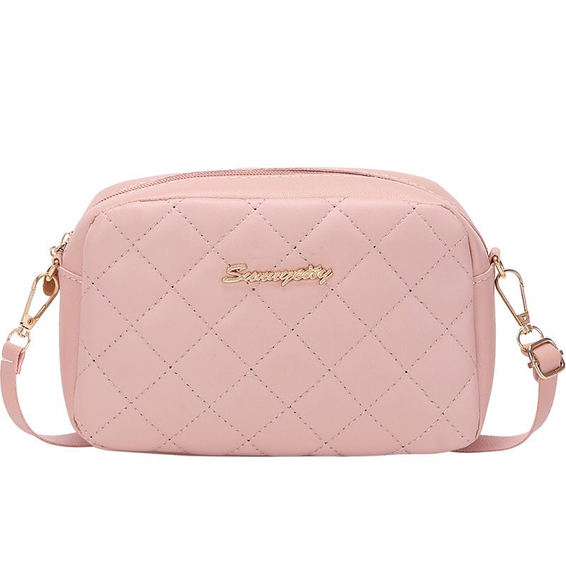 DANWEILE - Bolso de hombro de mujer con bordado de rombos de moda - rosa