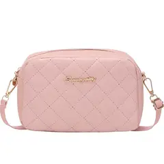 DANWEILE - Bolso de hombro de mujer con bordado de rombos de moda - rosa