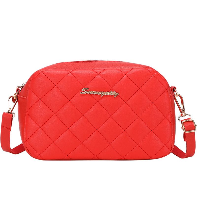 DANWEILE - Bolso de hombro de mujer con bordado de rombos de moda - rojo