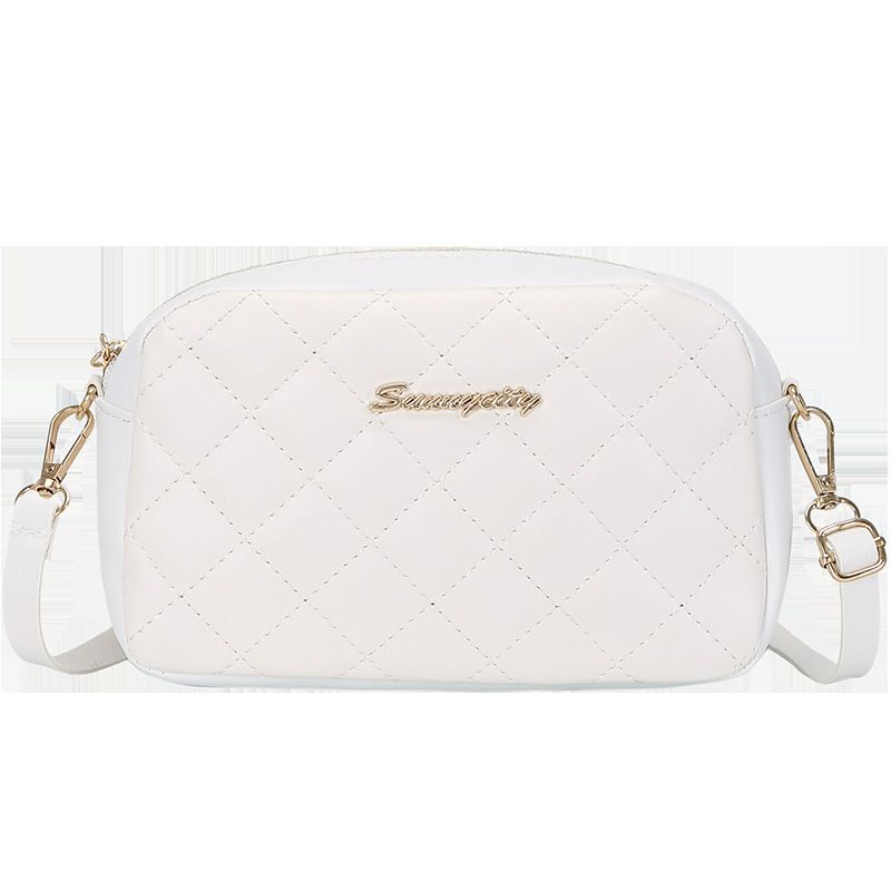 DANWEILE - Bolso de hombro de mujer con bordado de rombos de moda - blanco
