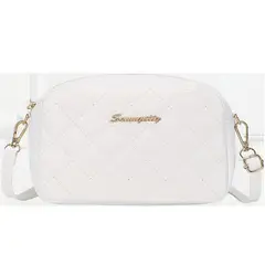DANWEILE - Bolso de hombro de mujer con bordado de rombos de moda - blanco