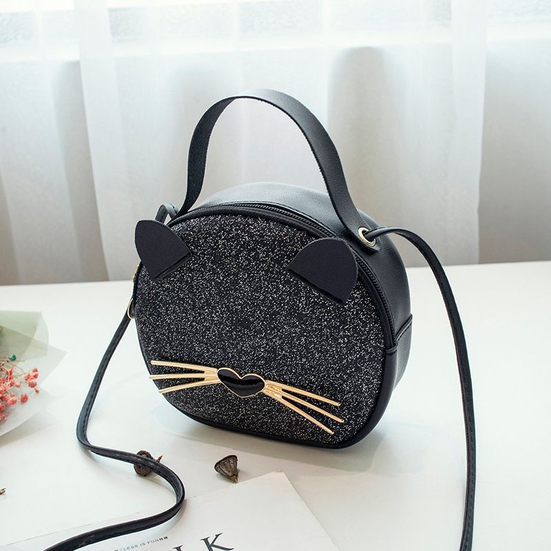 DANWEILE - Bolso hombro con leopardo y dibujos animados para mujer - negro