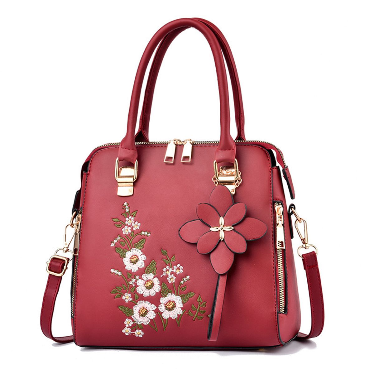 DANWEILE - Bolso bandolera informal bolso mujer con decoración floral-rojo