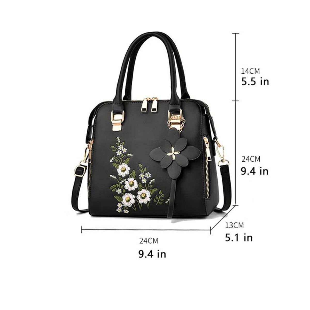 DANWEILE - Bolso bandolera informal bolso mujer con decoración floral-rojo