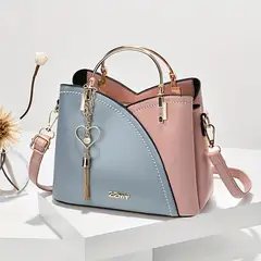 DANWEILE - Bolso de hombro capacidad en piel sintética para mujer - azul y rosa