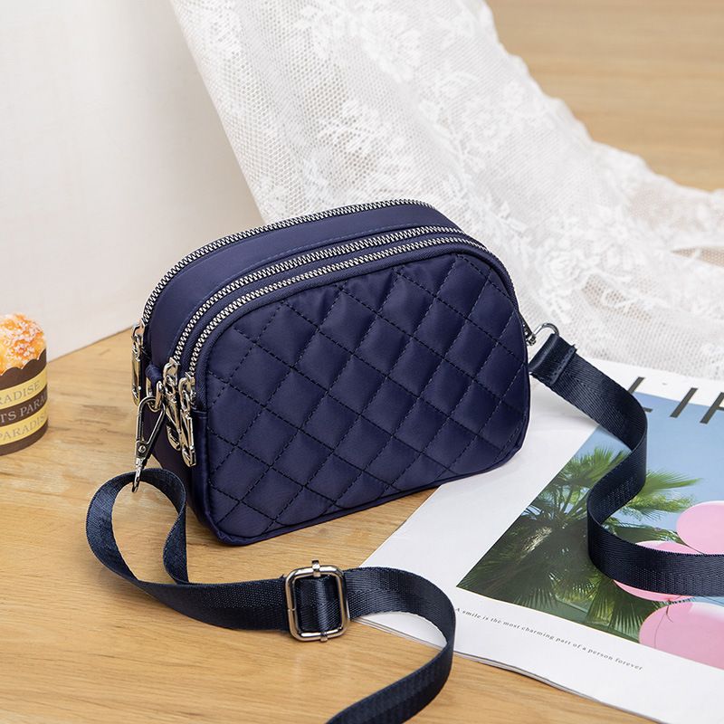 DANWEILE - Bolso bandolera cuadrado multifuncional rombos de mujer - Azul
