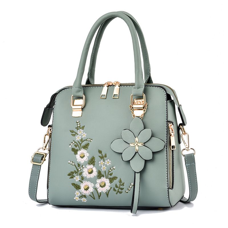 DANWEILE - Bolso bandolera informal bolso mujer con decoración floral - verde