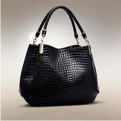 DANWEILE - Bolsos de cuero de grano de cocodrilo - Negro