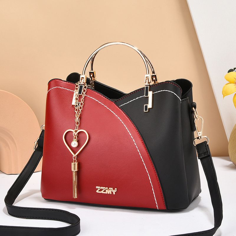 DANWEILE - Bolso de hombro capacidad en piel sintética para mujer - negro rojo