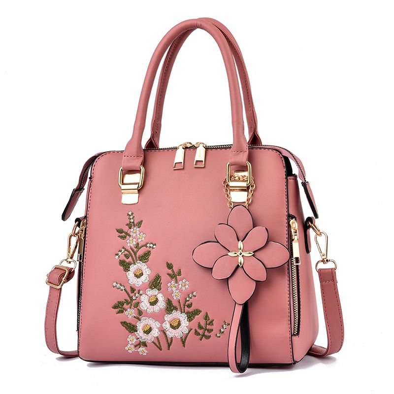 DANWEILE - Bolso bandolera informal bolso mujer con decoración floral- rosa