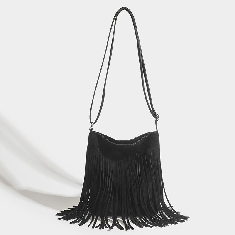 DANWEILE - Bolsos bandolera vintage con borlas para mujer - Negro