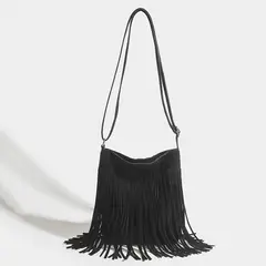 DANWEILE - Bolsos bandolera vintage con borlas para mujer - Negro