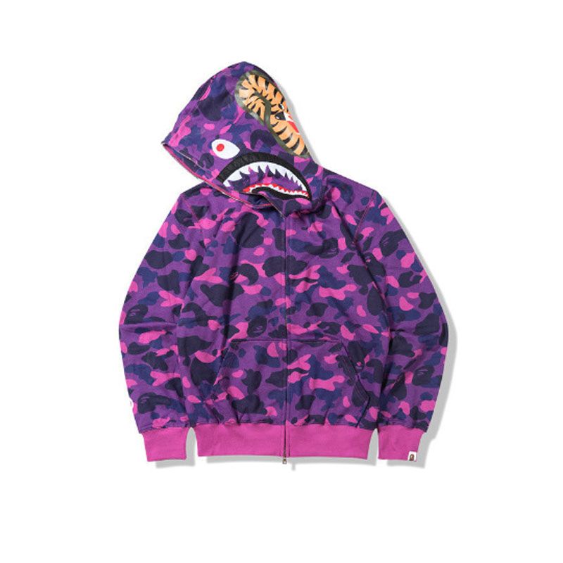 DANWEILE - Sudadera con capucha de camuflaje con cabeza de tiburón - Violeta