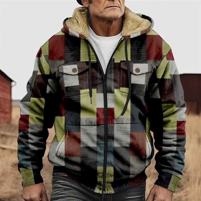 DANWEILE - Chaqueta de invierno con capucha para hombre - Multicolor