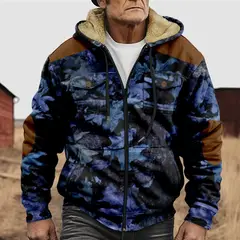 DANWEILE - Chaqueta de invierno con capucha para hombre-Azul