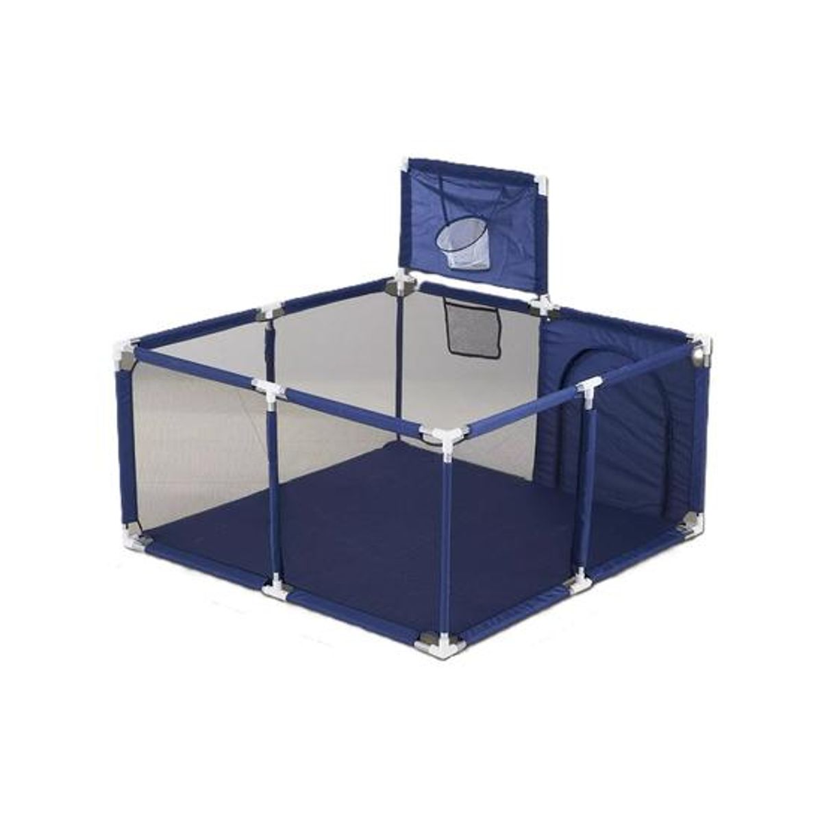GENERICO - Corral de seguridad cuadrado con aro de basket azul