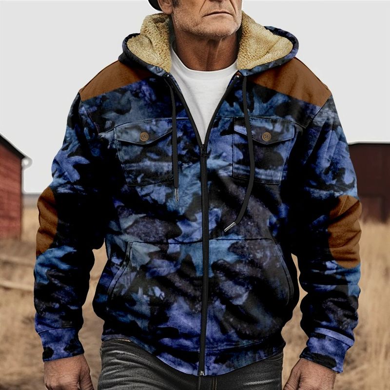 DANWEILE - Chaqueta de invierno con capucha para hombre-Azul