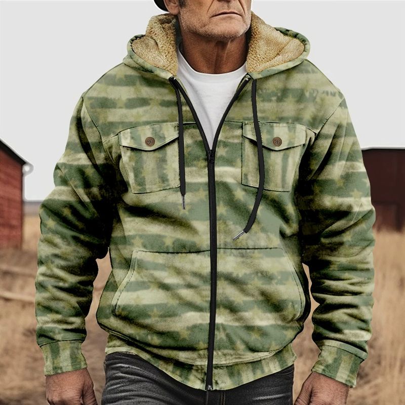 DANWEILE - Chaqueta de invierno con capucha para hombre-Verde