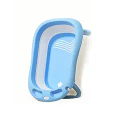 GENERICO - Bañera plegable bebé con termómetro y accesorios color azul
