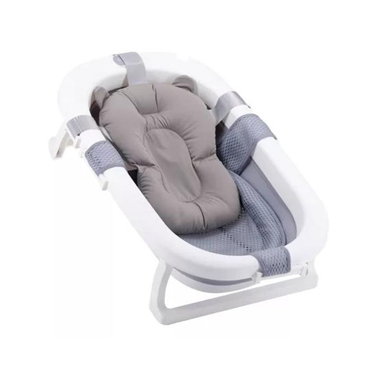 GENERICO - Bañera plegable bebé con cojín almohada y reductor gris