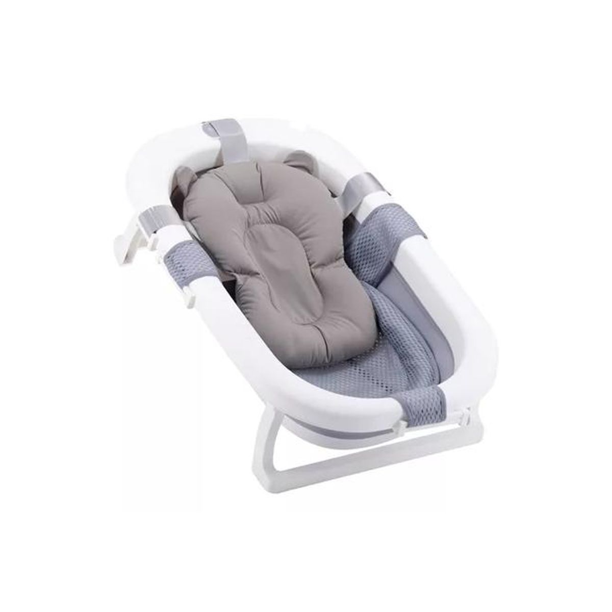 GENERICO - Bañera plegable bebé con cojín almohada y reductor gris