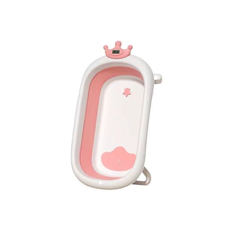 GENERICO - Bañera plegable bebé con termómetro y accesorios color rosa
