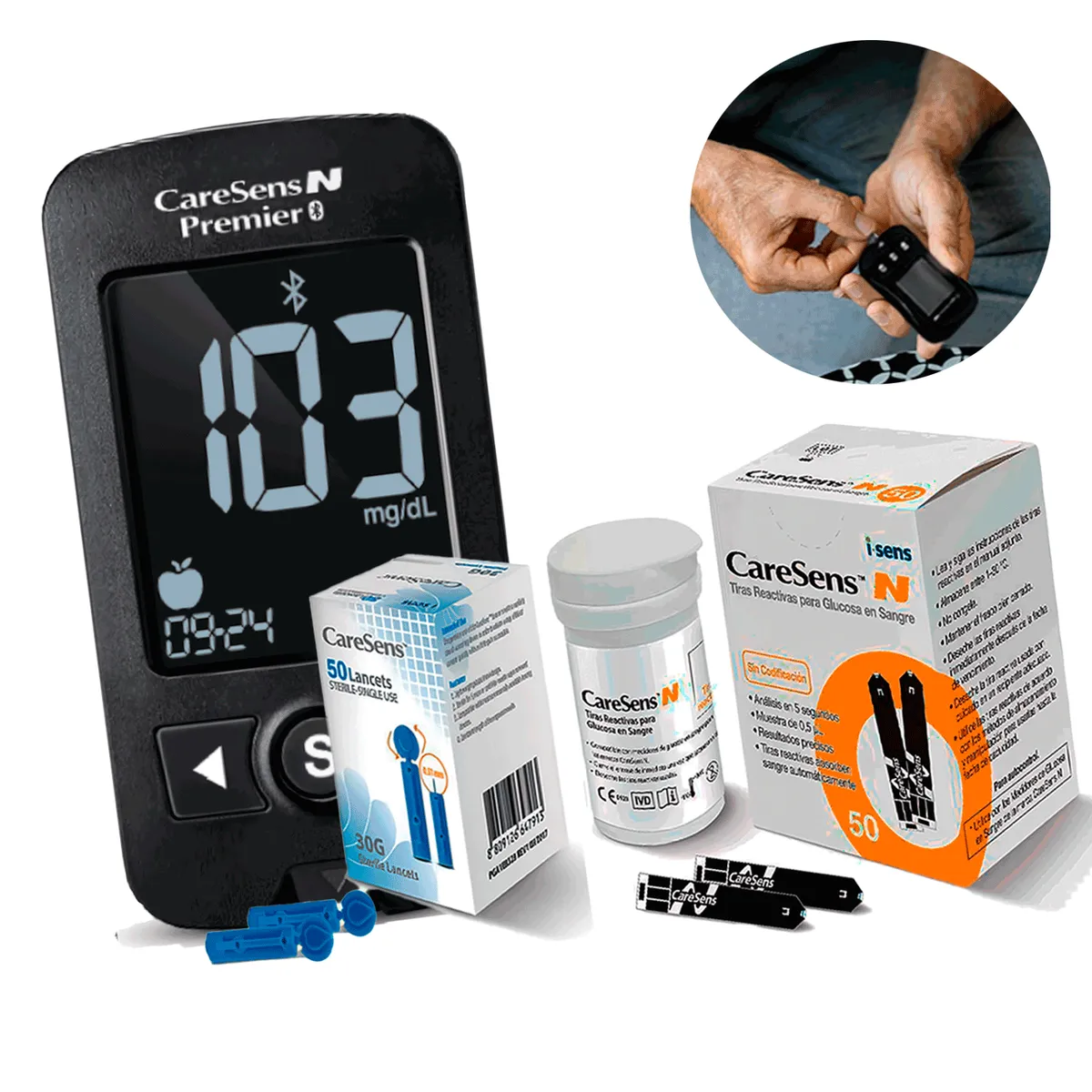 GENERICO - Glucómetro Caresens N Premier Bluetooth Glicemia 50Cintas+50Lan