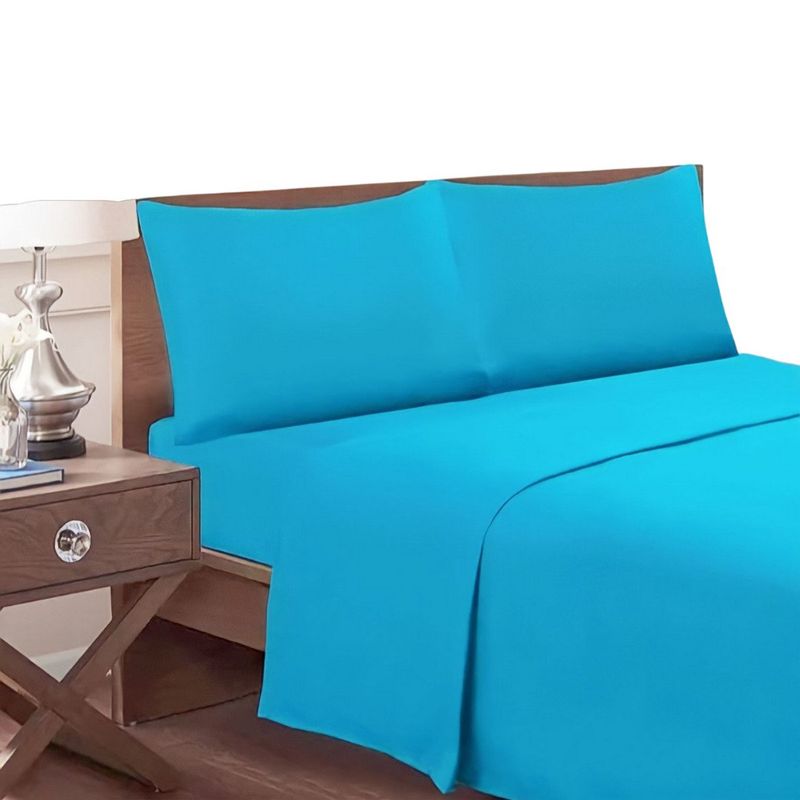 GENERICO - Set De Sabanas Genero Microfibra 15 Plazas + 1 Fundas Almohada Celeste