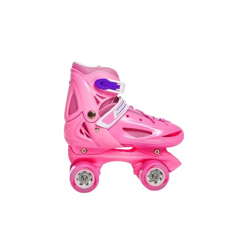 GENERICO - Patines niña protectores y casco talla M 33-36 rosado