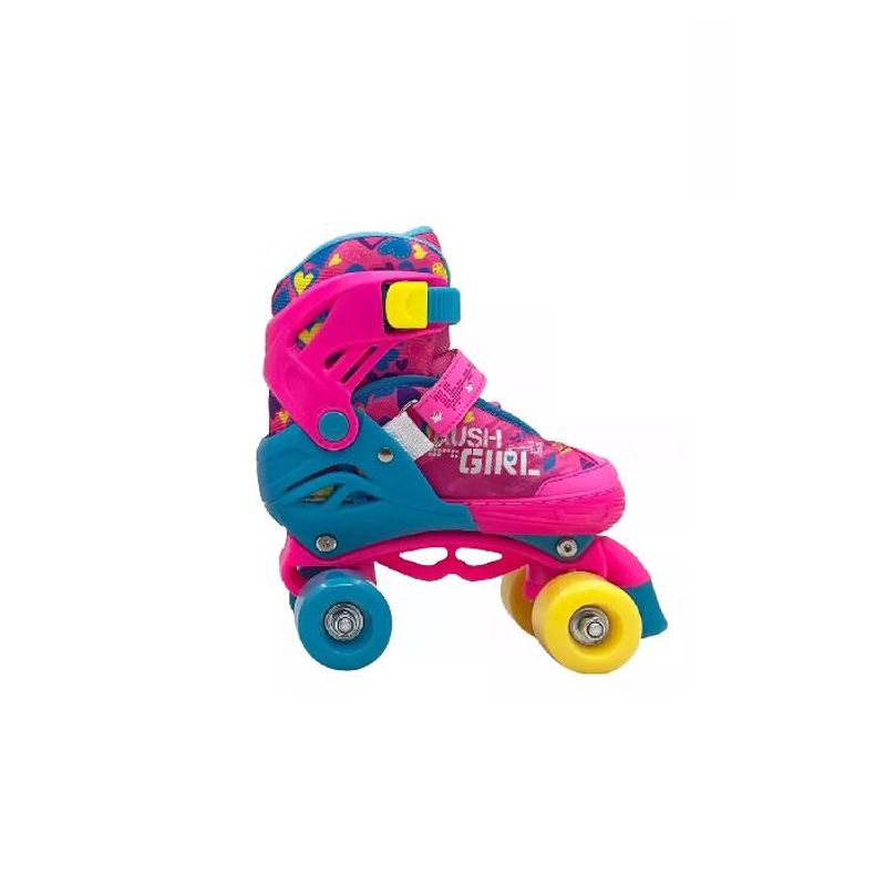 GENERICO - Patines ajustables T 30-33 + protecciones rosado