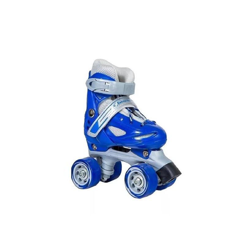 GENERICO - Patín 4 ruedas + set protección talla 25-28 azul