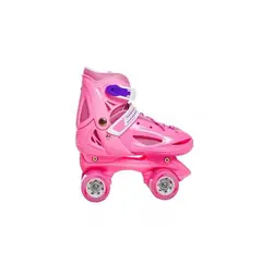 GENERICO - Patín 4 ruedas + set protección talla 25-28 rosado