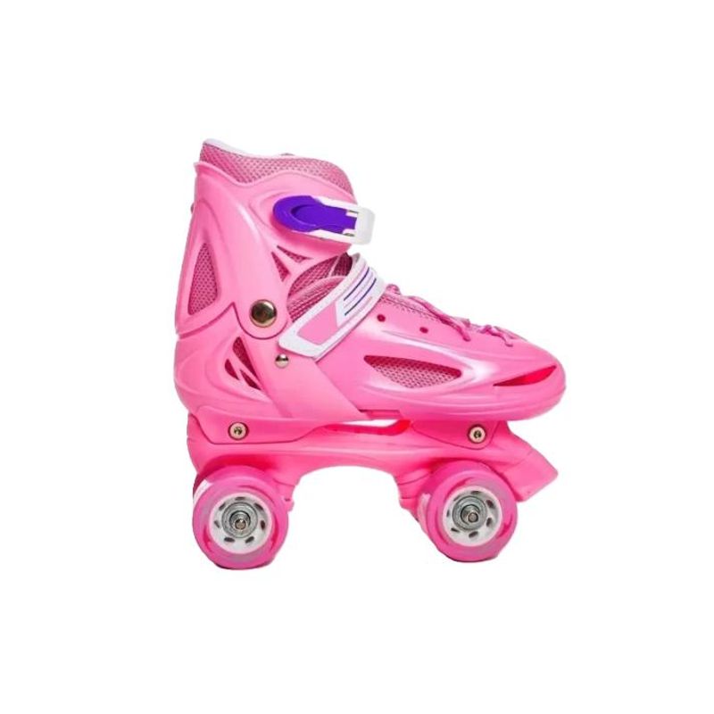 GENERICO - Patines niña protectores y casco talla M 25-29 rosado