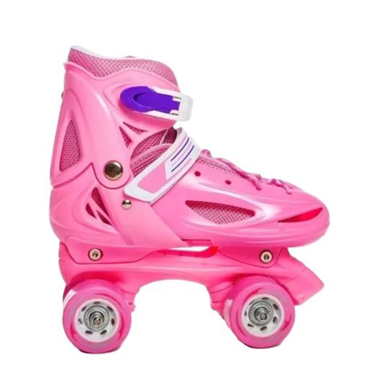 GENERICO - Patines niña protectores y casco talla M 30-33 rosado