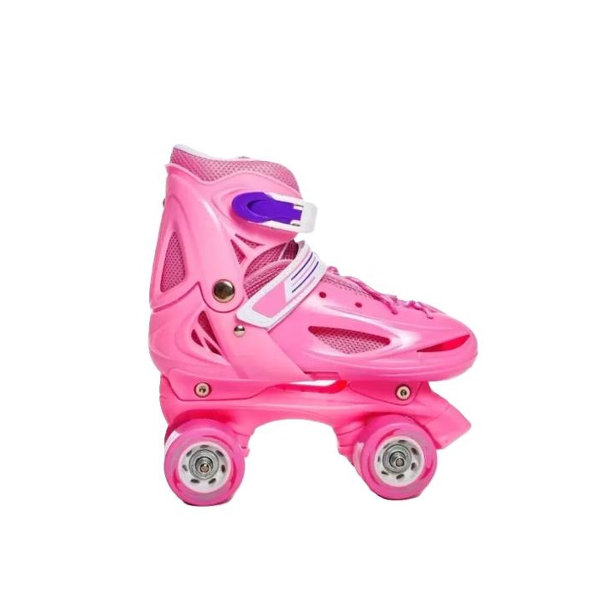 GENERICO - Patines niña protectores y casco talla M 30-33 rosado