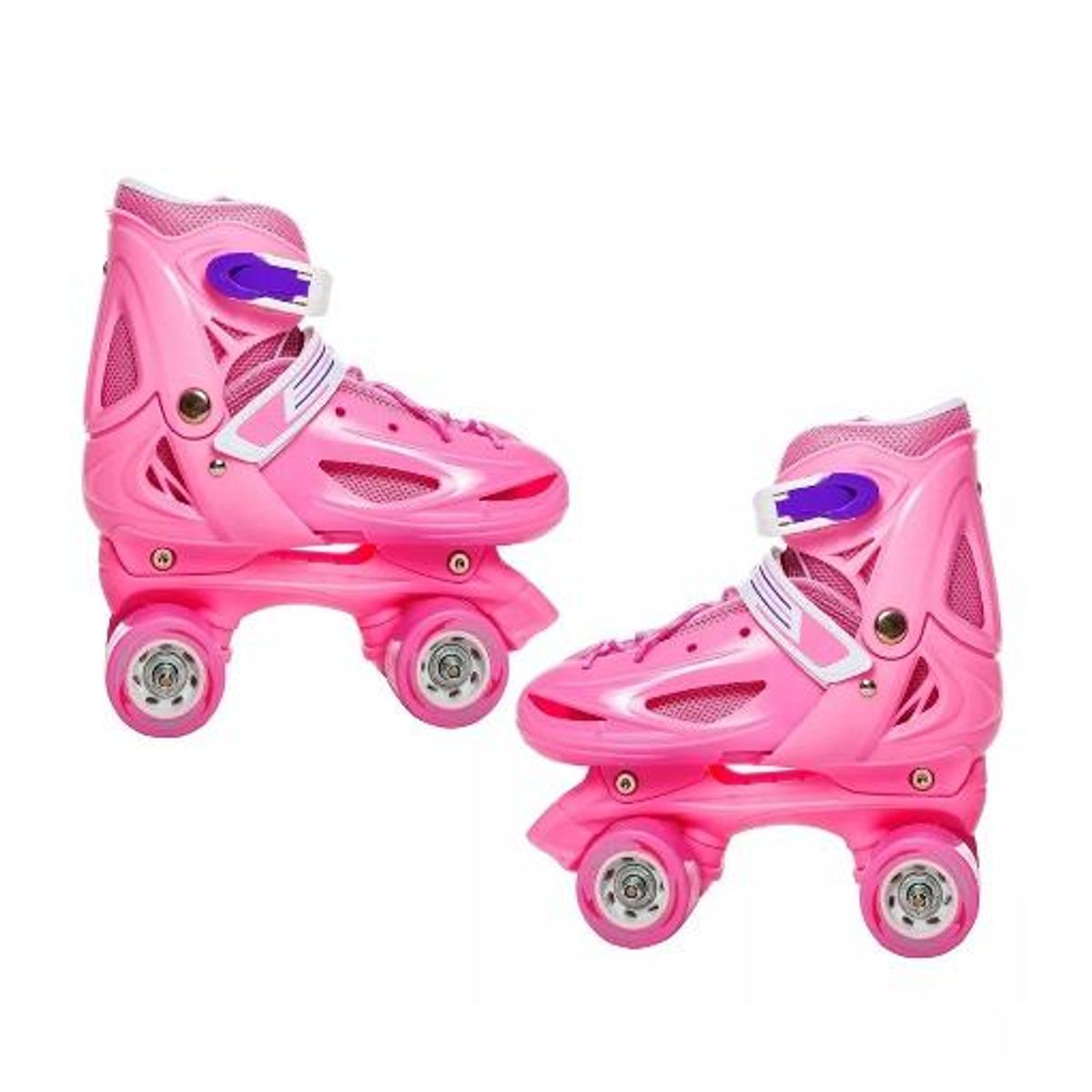 GENERICO - Patín 4 ruedas + set protección talla 33-36 rosado