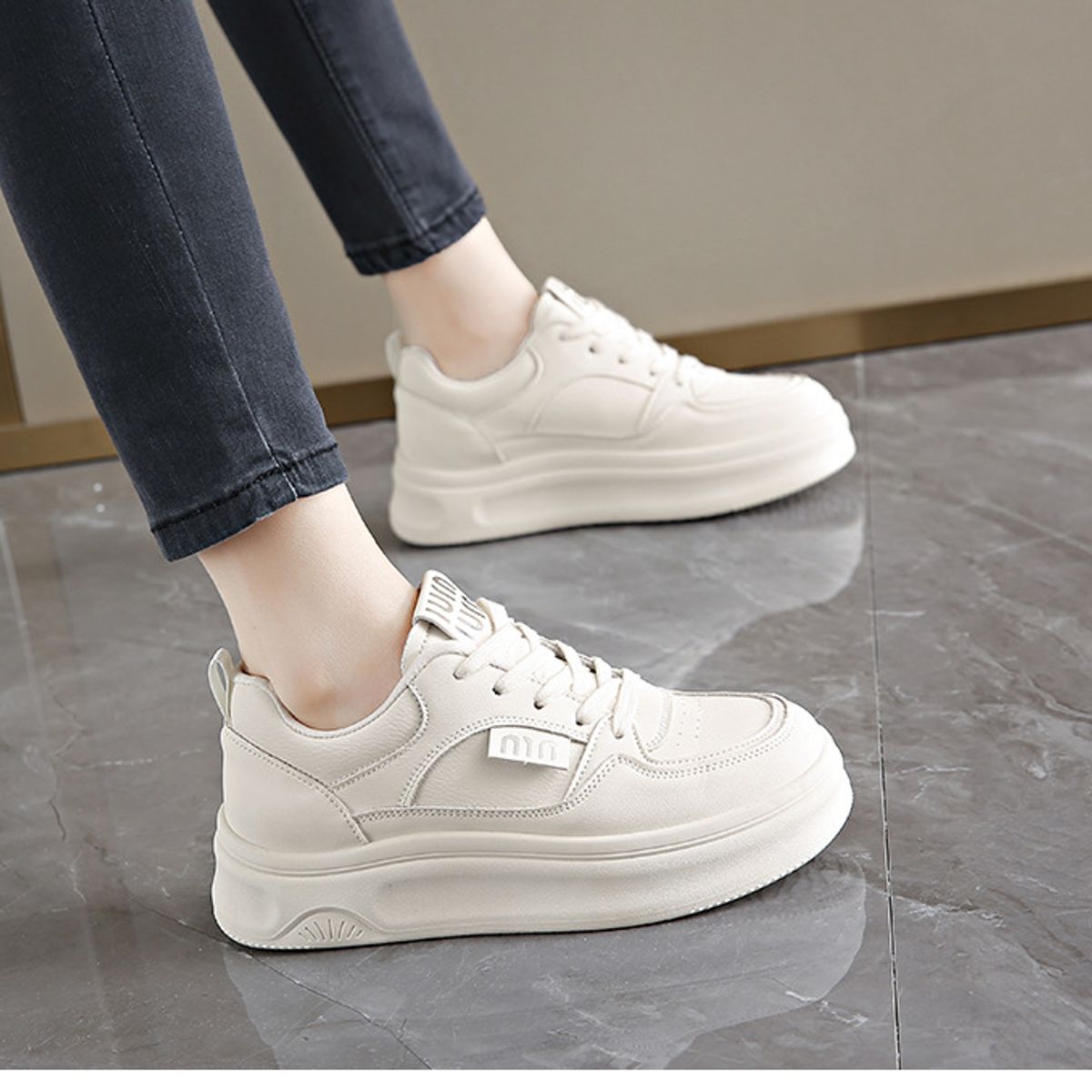 BLWOENS - Zapatos de portivas para mujeres Zapatillas - Beige