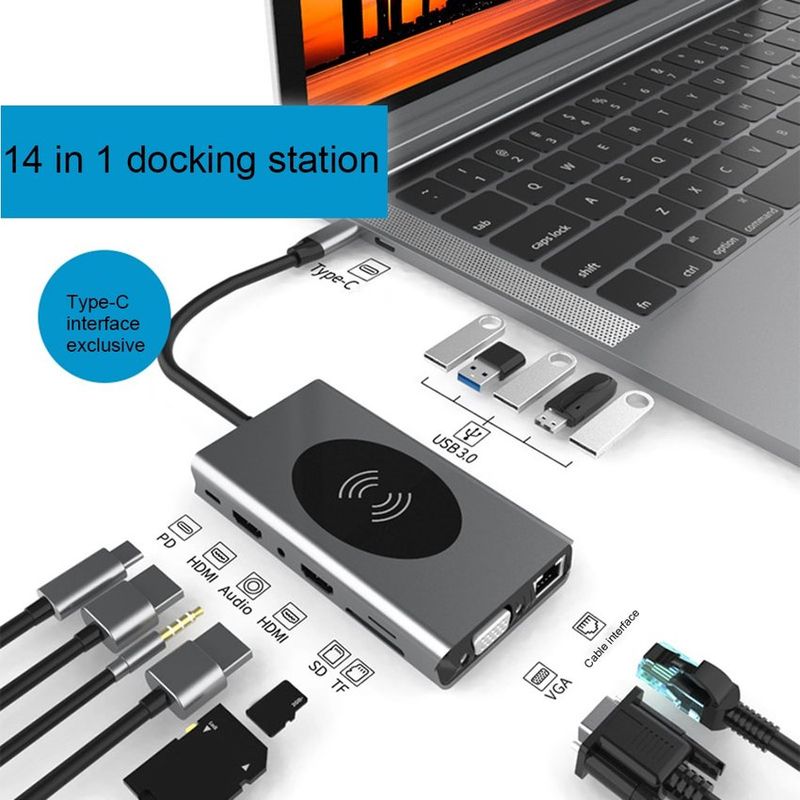 OEM - Hub usb c con triple pantalla 15 en 1 a usb 3.0 hdmi gigabit ethernet