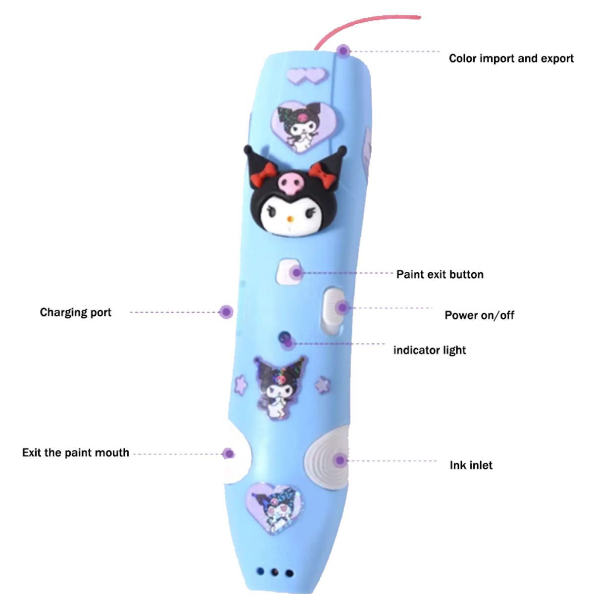OVOTOUMI - Toumi kuromi 3D Electronic estereoscópica pinceles-Morado