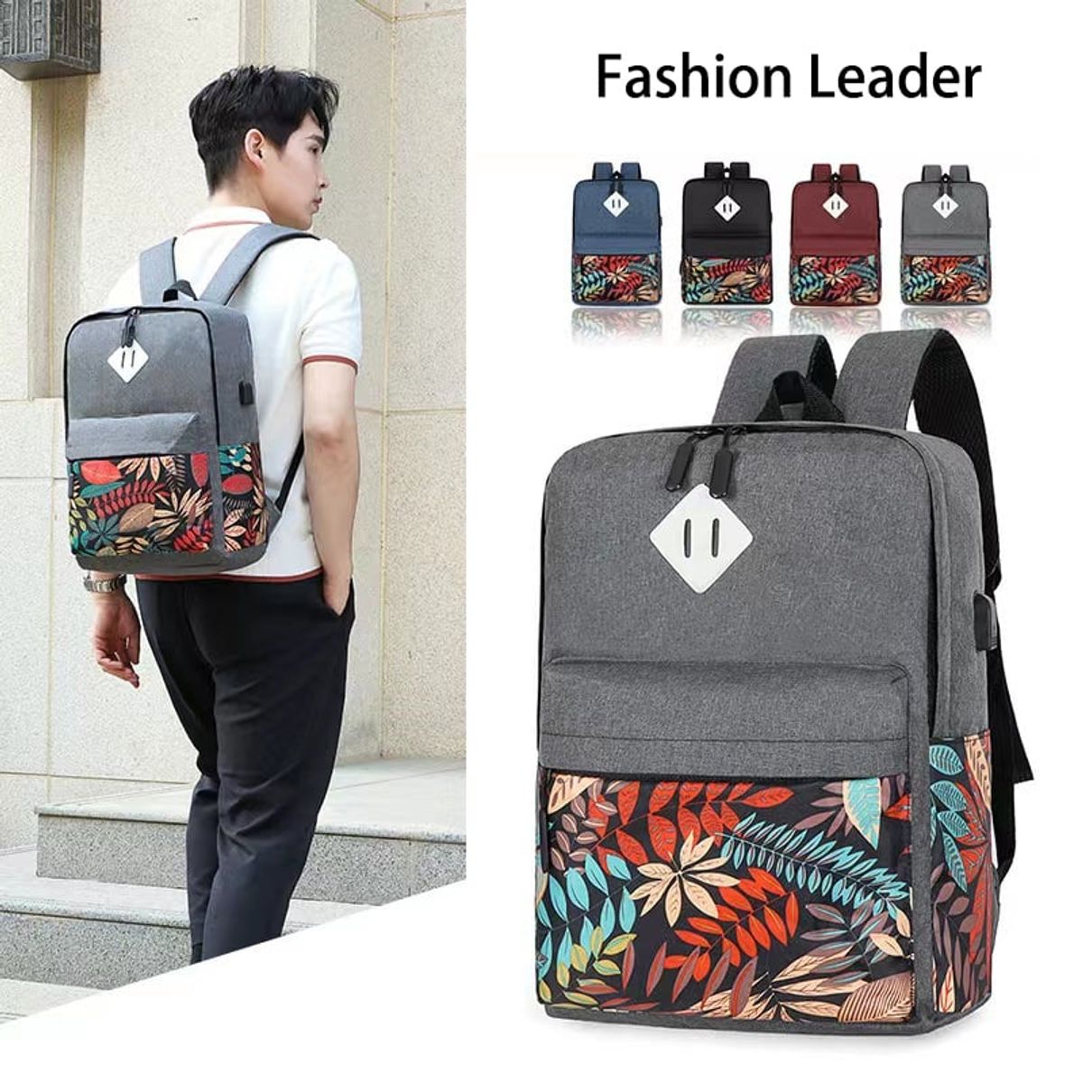BRO TOUMI - Mochilas Backpack Impermeable Puerto Usb Set 3 IN 1