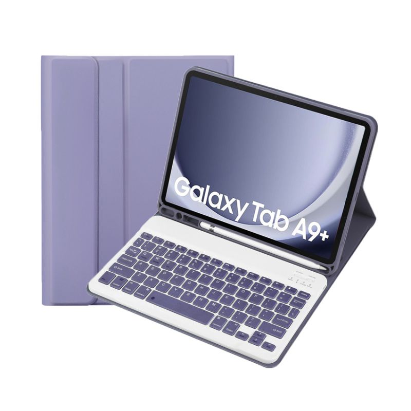 RENVMEXY - Tablet Teclados Funda A09B Morado Para Galaxy Tab A9 Plus 11 Pulgadas.