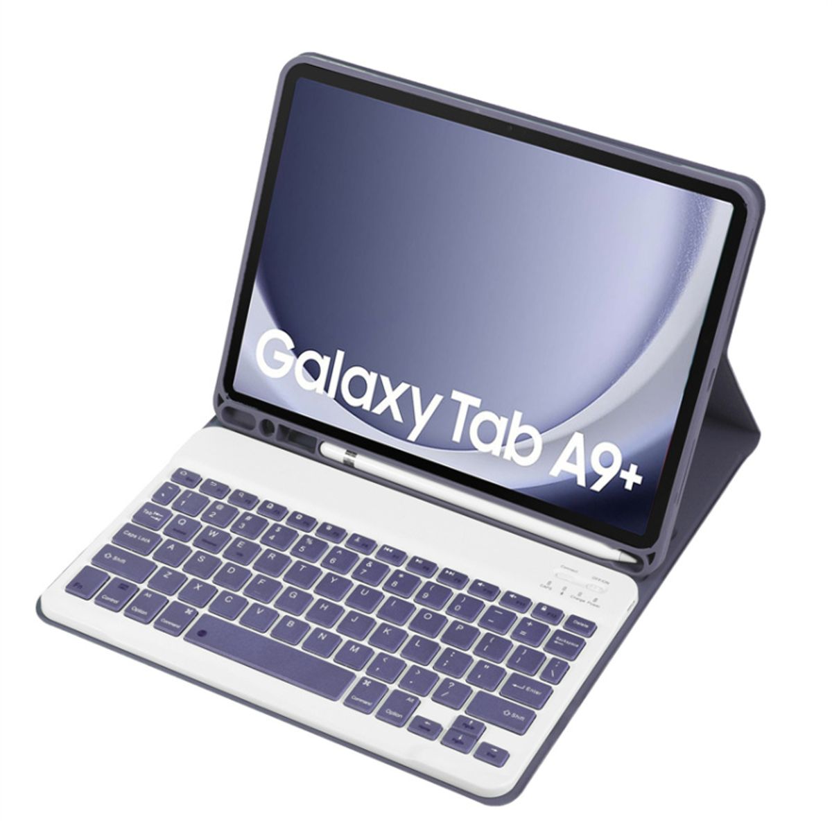 RENVMEXY - Funda con teclado Bluetooth A09B Morado Para Galaxy Tab A9 Plus 11 Pulgadas