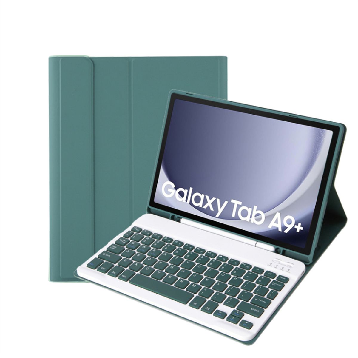 RENVMEXY - Funda con teclado Bluetooth A09B Verde Oscuro Para Galaxy Tab A9 Plus 11inch