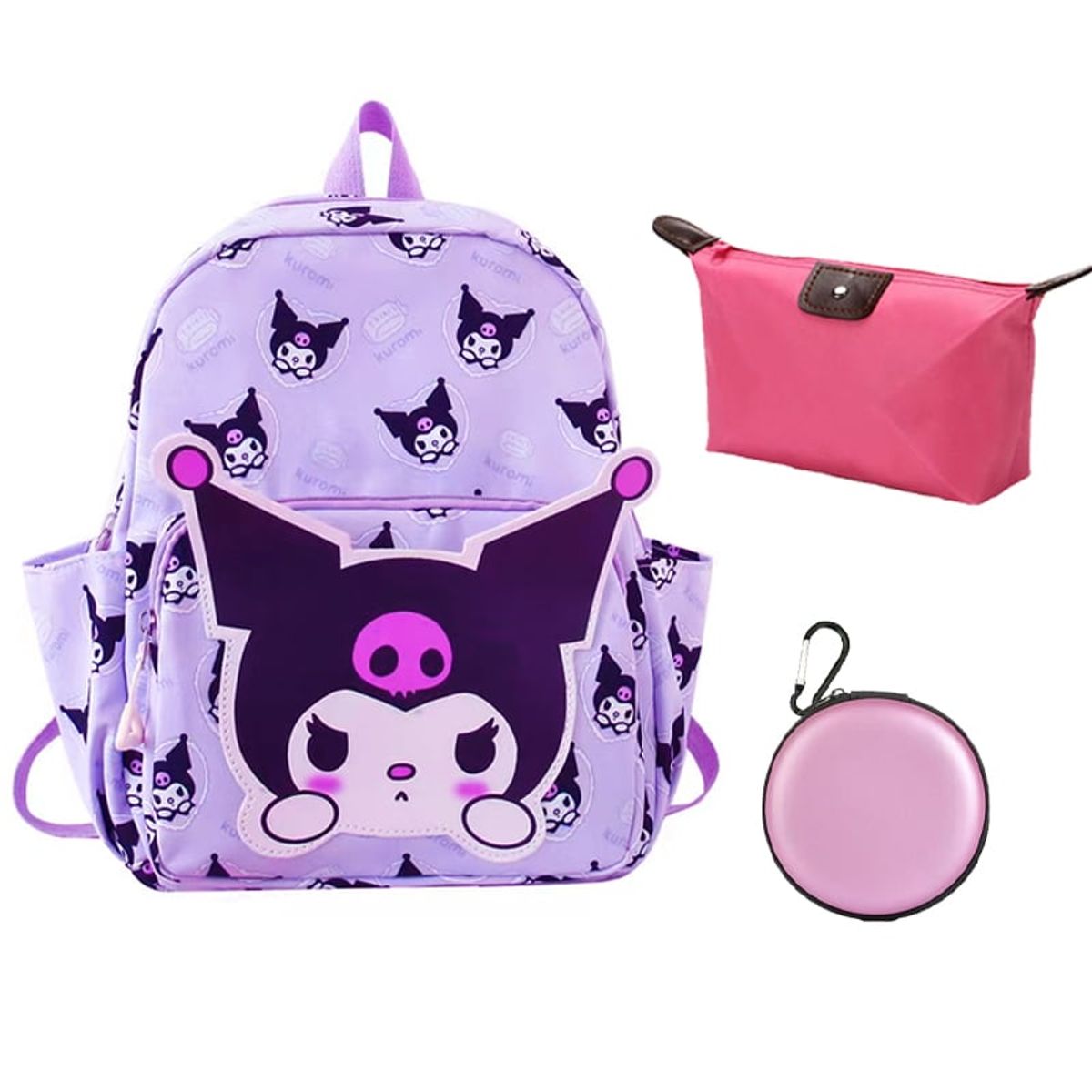 BRO TOUMI - 3 en 1 Mochila Infantil KUROMI Lonchera Estuche-Morado