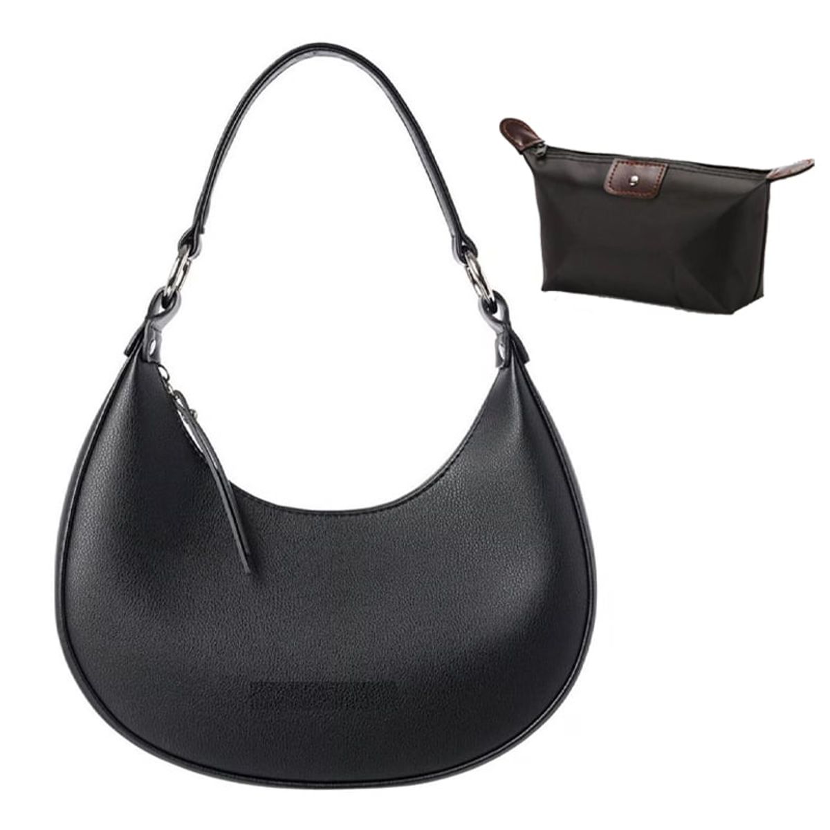 OVOTOUMI - 2 En 1 Half Moon Bag Mochila cruzada para mujer-NJ-Negro