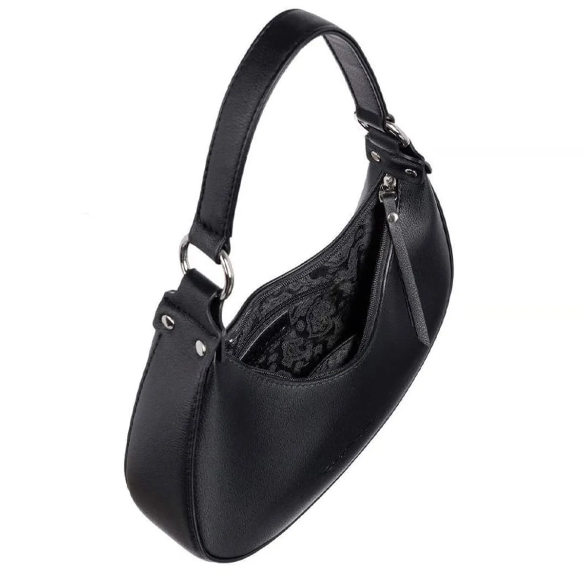 OVOTOUMI - 2 En 1 Half Moon Bag Mochila cruzada para mujer-NJ-Negro