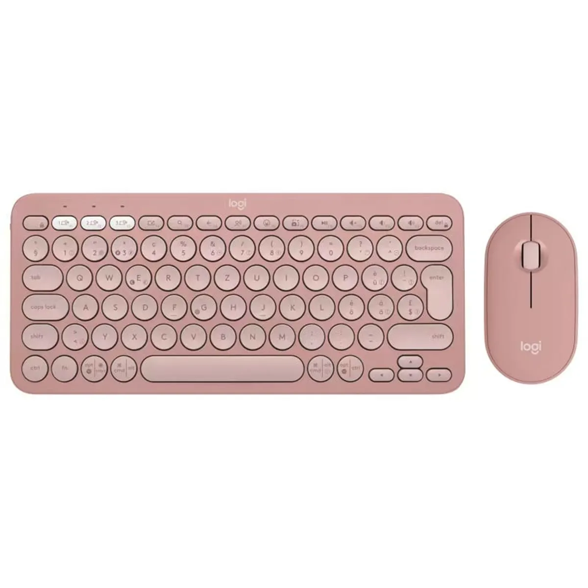 LOGITECH - Teclado Logitech K380 PEBBLE 2 COMBO  Bluetooth Rosa Y Ratón P