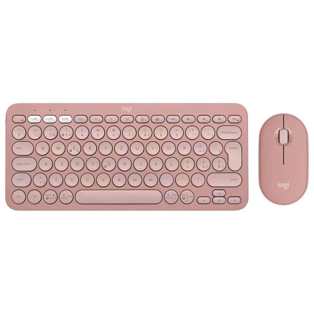 LOGITECH - Teclado Logitech K380 PEBBLE 2 COMBO  Bluetooth Rosa Y Ratón P